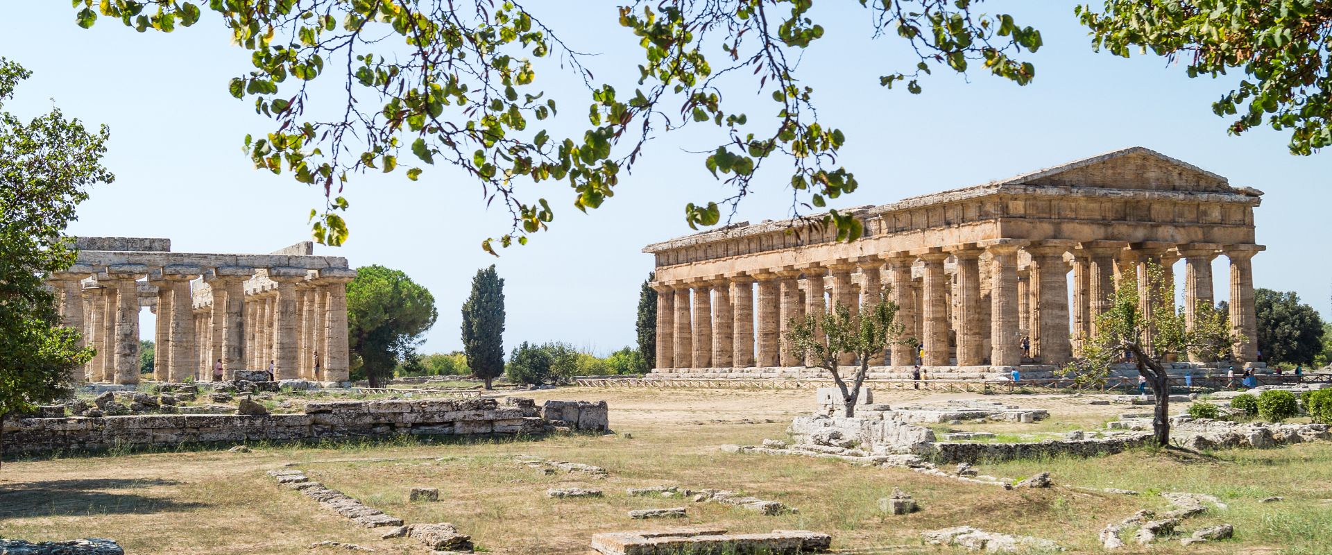Classical greek temple at ruins of ancient city Paestum, Cilento, Italy