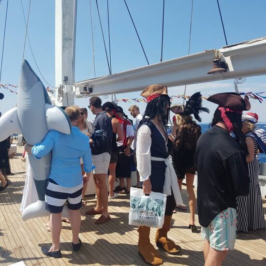 people enjoy time on boat for the corporate party