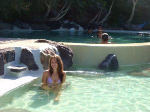 Girl bathing in the spa, termal place from Ischia, Italy.